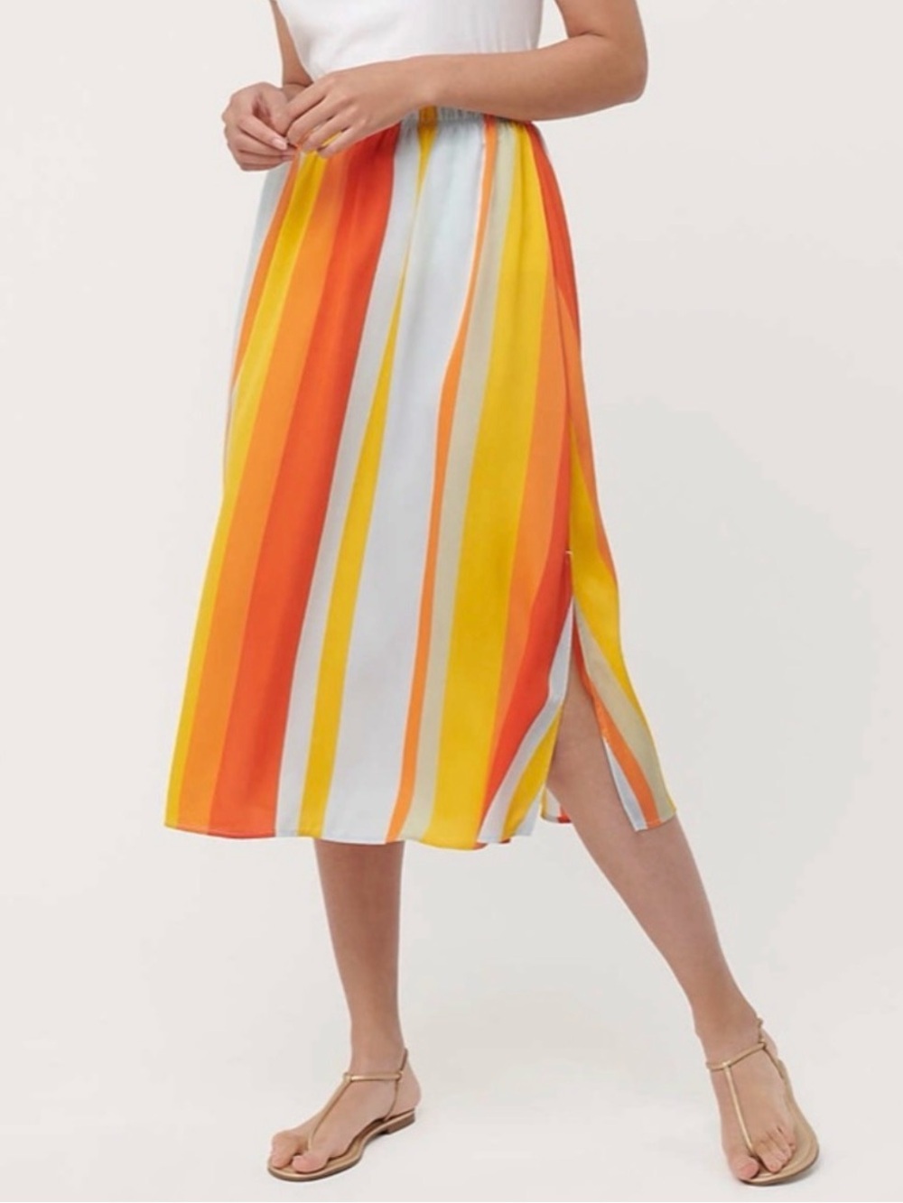 Striped Pull On Midi Skirt size M